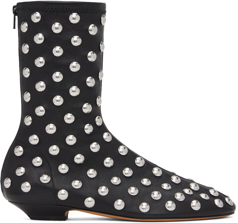 Tenisky a topánky Khaite Khaite Apollo Studded Calfskin Boots Čierna | F1082-847