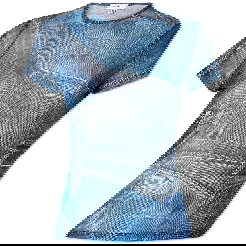 Tričko Miaou Miaou Mini Denim Print T-Shirt Modrá | 7026PM2DEN, 0