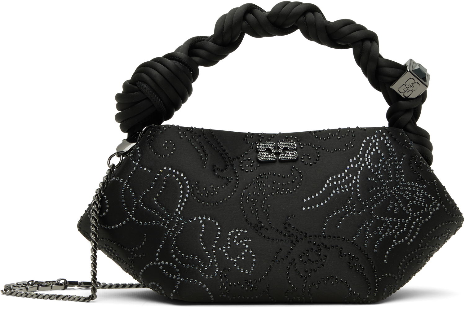 Kabelka GANNI Mini Bou Bag with Braided Handle and Crystal Embellishments Čierna | A7167, 0