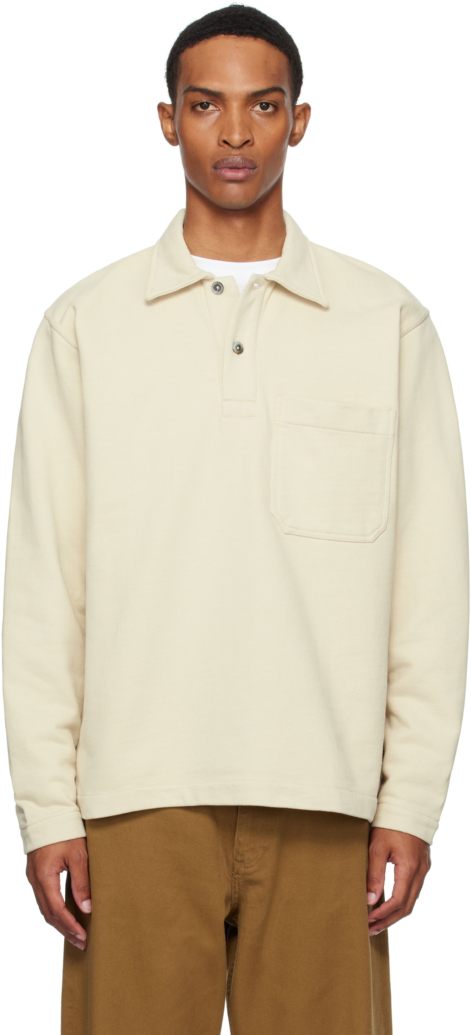 Polo tričko NORSE PROJECTS Norse Projects Fraser Relaxed Organic Loopback Long Sleeve Polo Béžová | N20-1377, 0