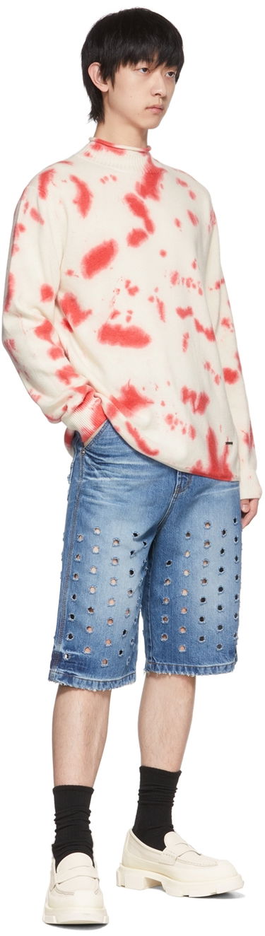 Sveter We11done We11done Tie-Dye Mock Neck Sweater Červená | WD-KT1-22-604-U-RD, 3