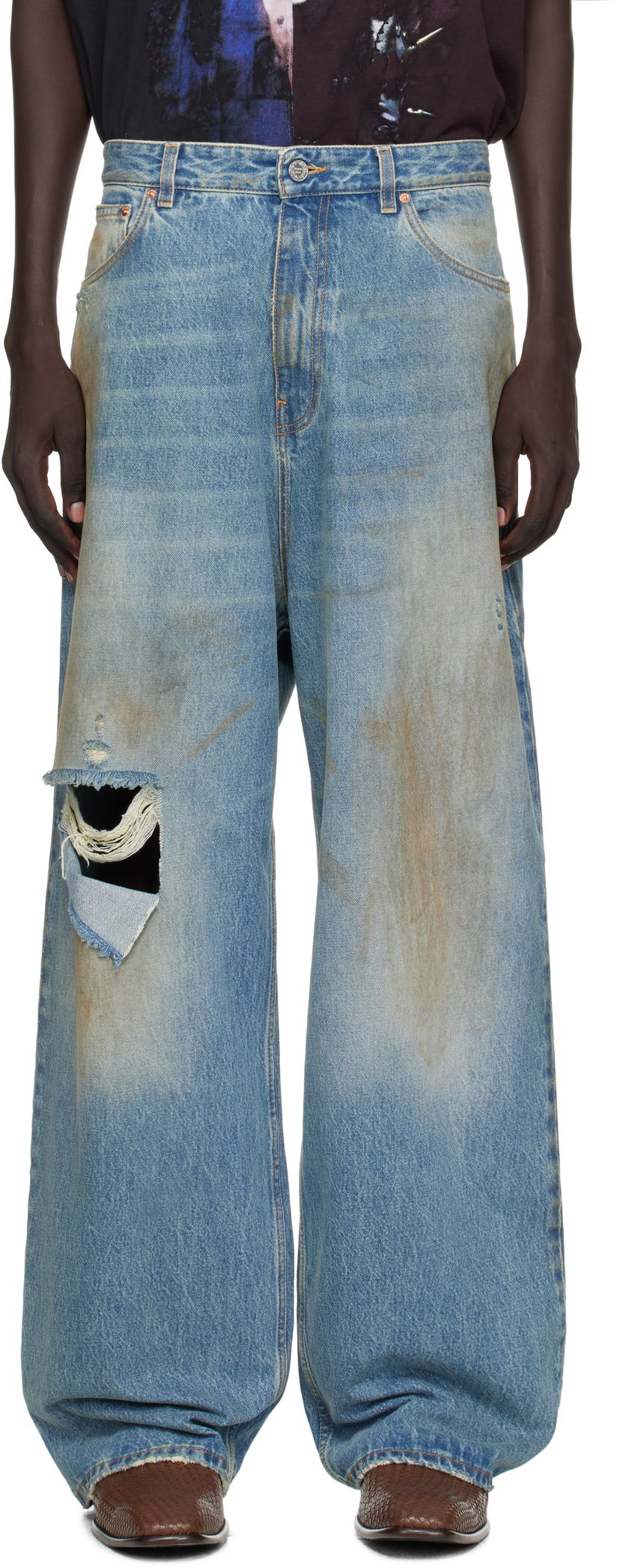 Džínsy VETEMENTS Vetements Distressed Baggy Jeans Modrá | UH76DP180LD