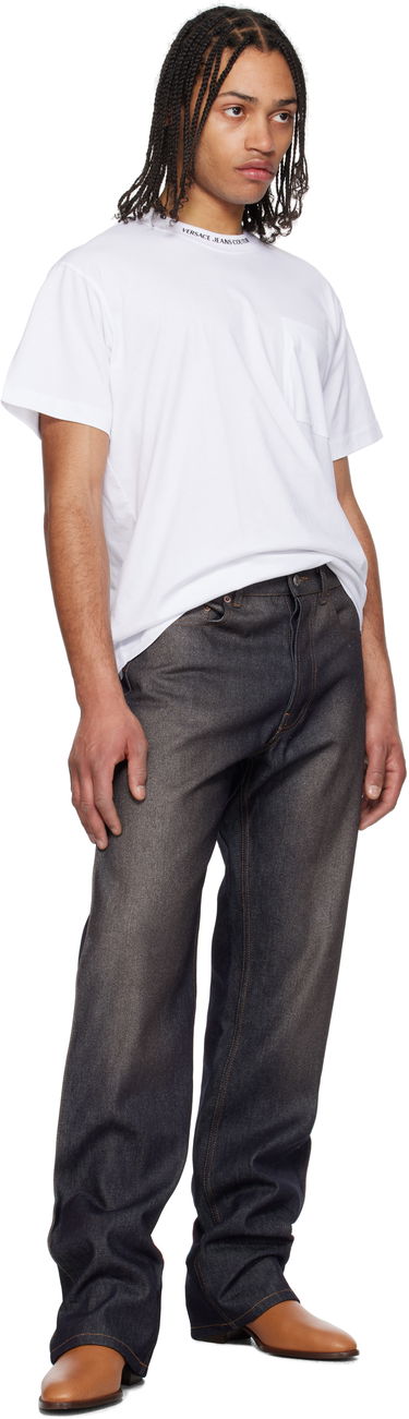 Tričko Versace Versace Jeans Couture Logo Collar Pocket T-Shirt Biela | E78GAHE03_ECJ00E, 3
