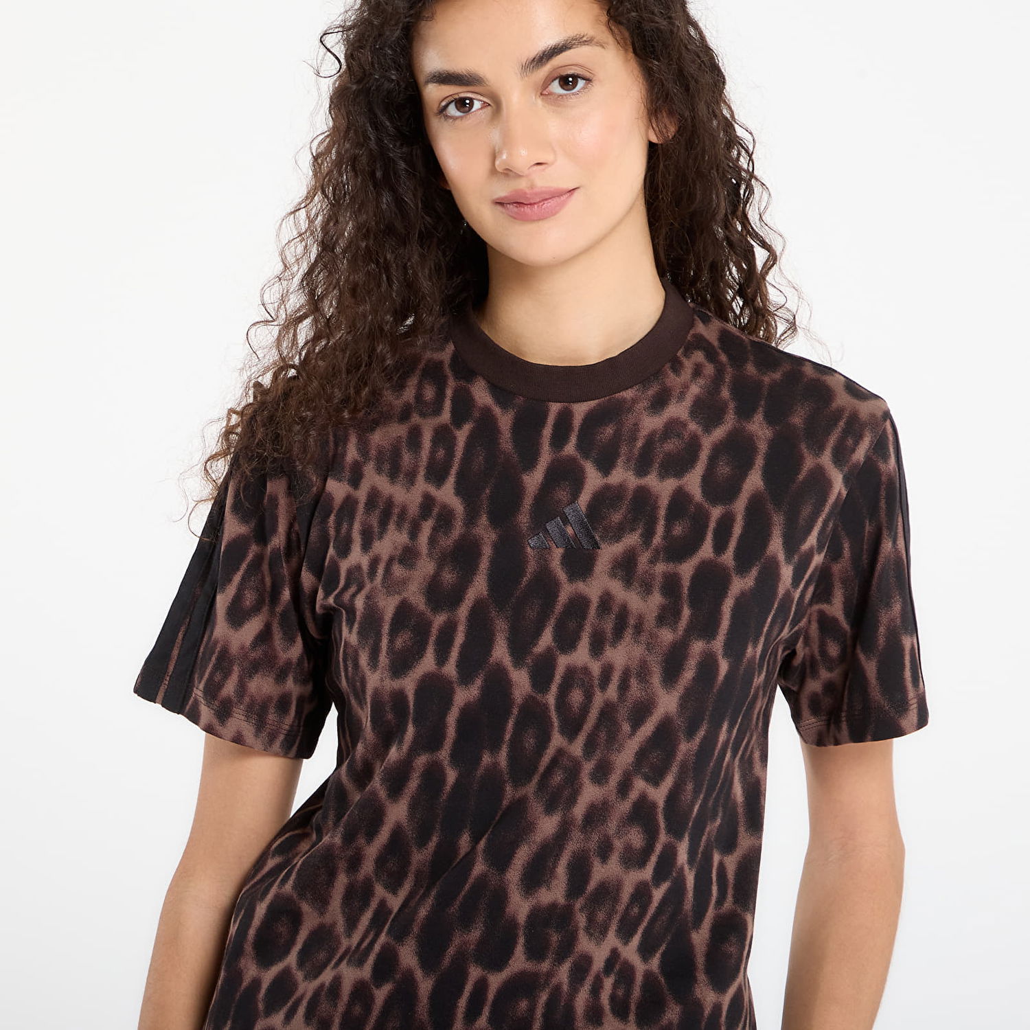 Tričko adidas Performance Seasonal Essentials Leopard Print T-Shirt with 3-Stripes Hnedá | JZ0200, 1
