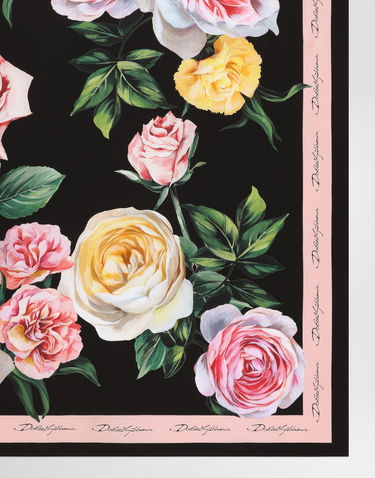 Šál Dolce & Gabbana Dolce & Gabbana Rose and Peony Print Silk Twill Square Scarf Čierna | FN090RGDCUIHH5IY, 1