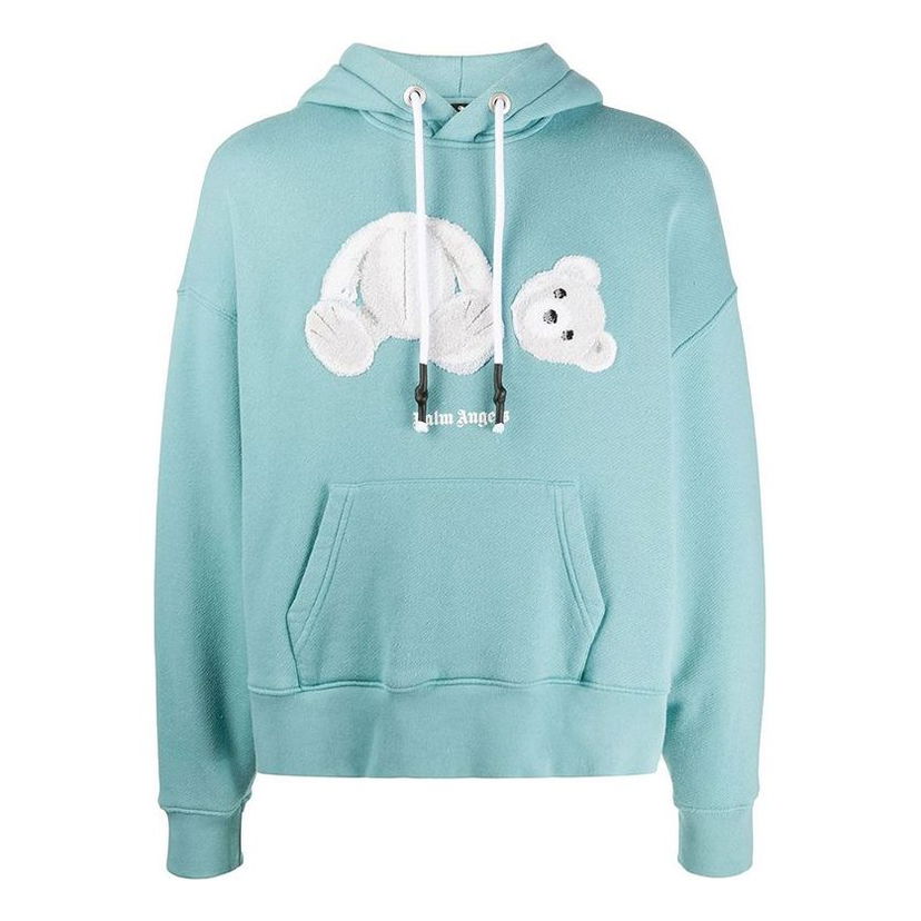 Mikina Palm Angels Palm Angels Bear Embroidered Hoodie Modrá | PMBB058E20FLE0045001