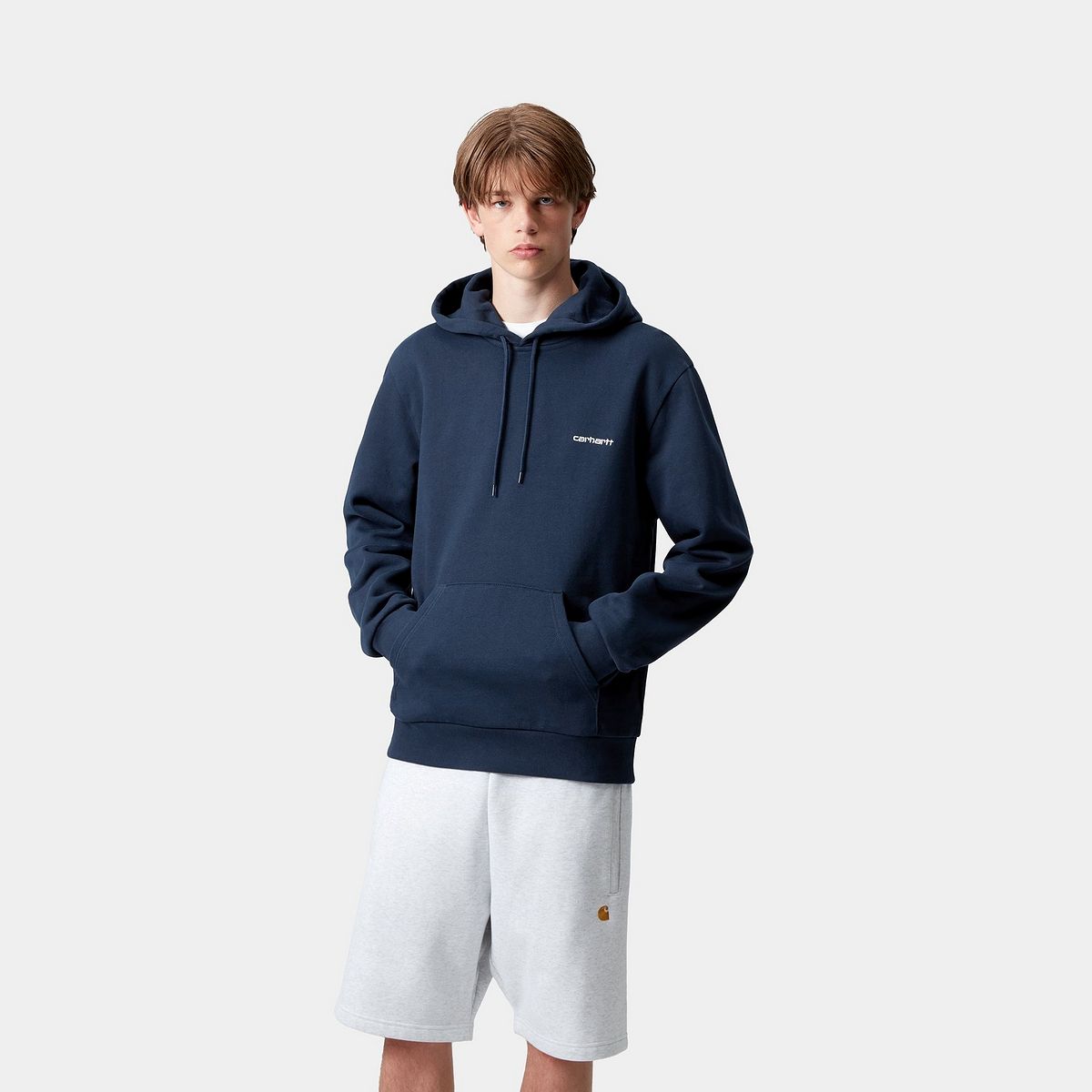 Mikina Carhartt WIP Carhartt WIP Hooded Script Embroidery Sweatshirt Navy | I035392_25, 0