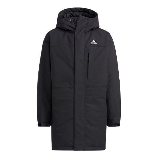 Kabáty adidas Originals Mid Parka Logo Mid-Length Hooded Down Feather Jacket Čierna | H20764, 0