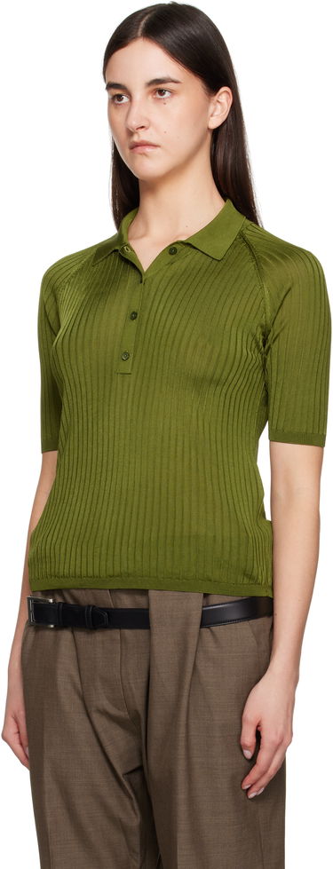 Polo tričko Acne Studios Acne Studios Silk Knit Polo Zelené | A60581-, 3