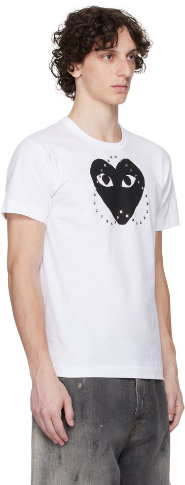 Tričko Comme des Garçons PLAY Stud Print Heart T-Shirt Biela | AX-T804-051, 4