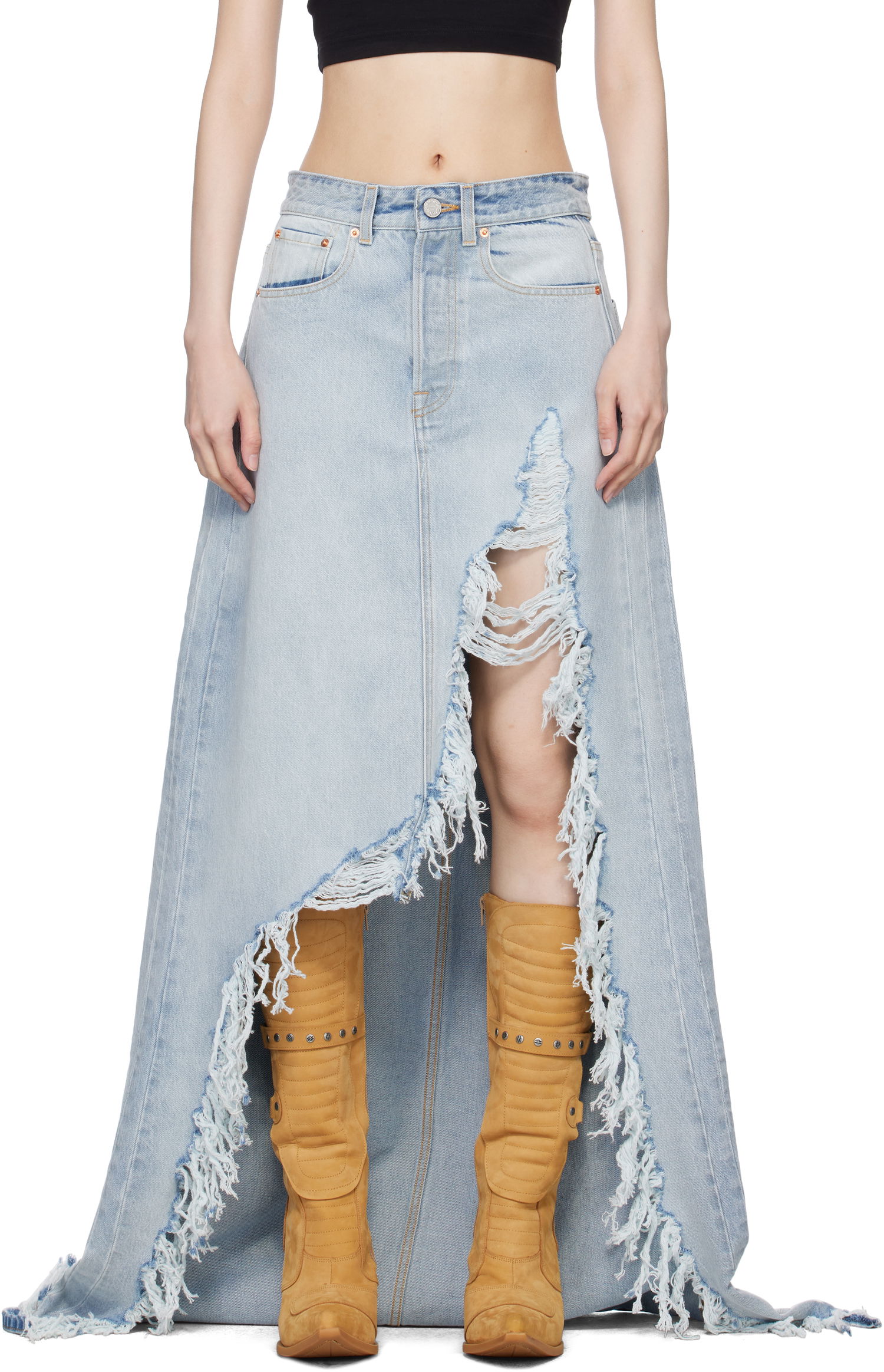 Sukňa VETEMENTS Vetements Destroyed Denim Maxi Skirt Modrá | WA66SK510L, 0
