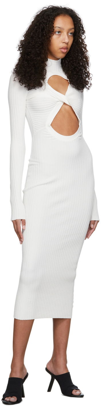 Šaty Dion Lee Dion Lee Figure 8 Cutout Ribbed Knit Midi Dress Biela | A7547R22, 3