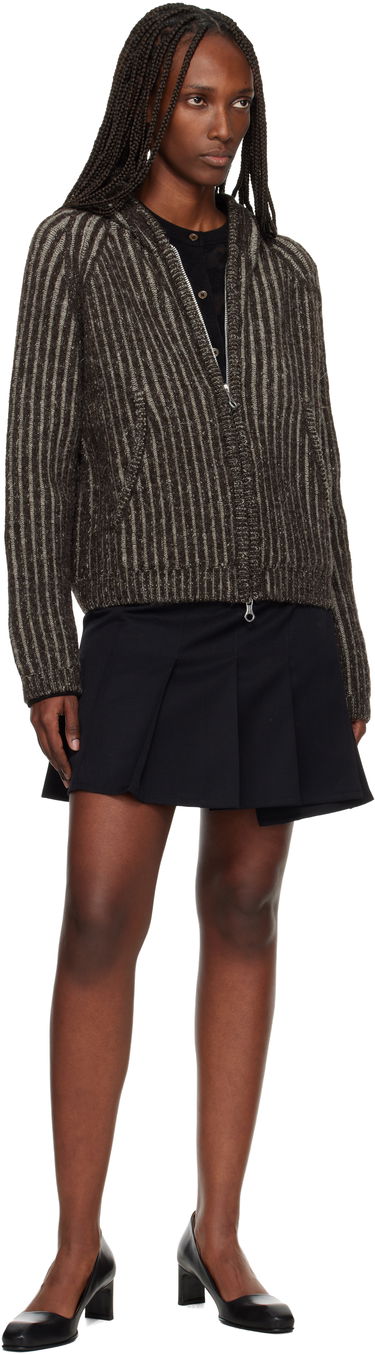 Mikina OUR LEGACY Striped Knit Full-Zip Level Hoodie Hnedá | W4253LV, 3