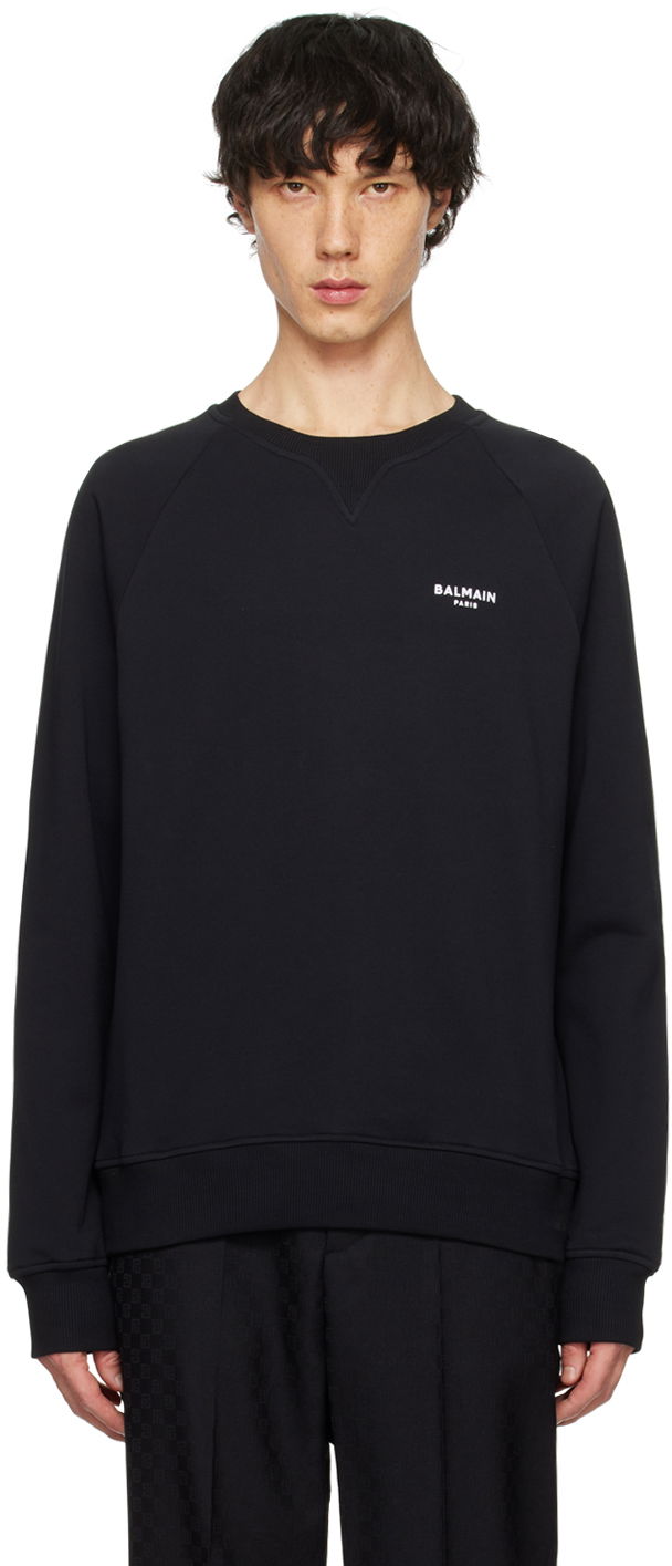 Mikina Balmain Flocked Sweatshirt Čierna | CH1JQ005BB04, 0