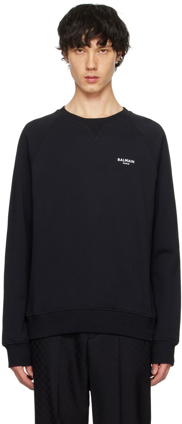 Mikina Balmain Flocked Sweatshirt Čierna | CH1JQ005BB04