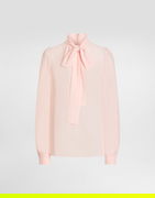 Dolce & Gabbana Georgette Silk Tie-Neck Blouse