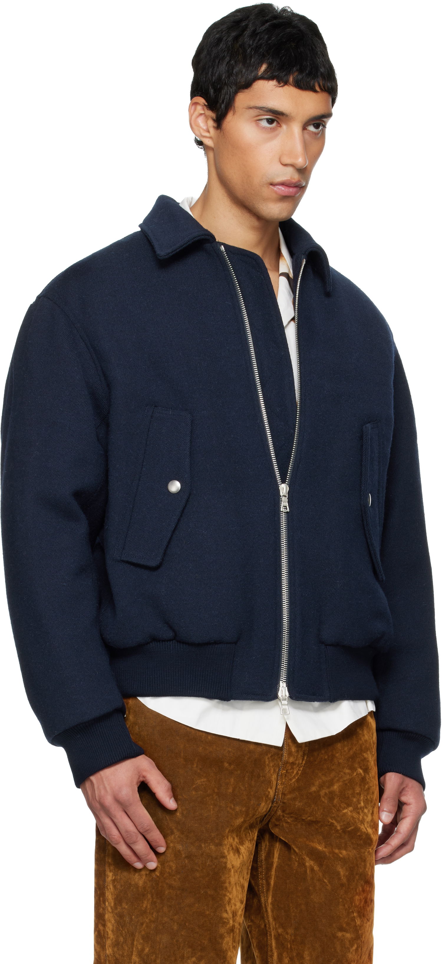 Bomber bunda Dries Van Noten Dries Van Noten Zipper Bomber Jacket Navy | 252-020560-2197, 1