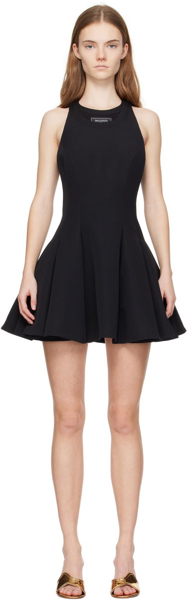 Šaty Balmain Balmain Flared Pleated Mini Dress Čierna | EF1R5087ME54, 0