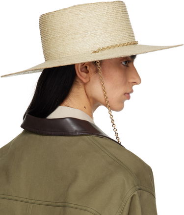 Klobúk rag & bone Rag & Bone Jacque Boater Hat with Chain Béžová | WJW25SH1017ST17, 2