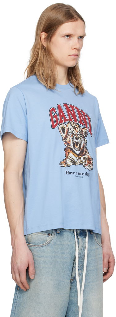 Tričko GANNI Tiger Print T-Shirt Modrá | T4007, 1