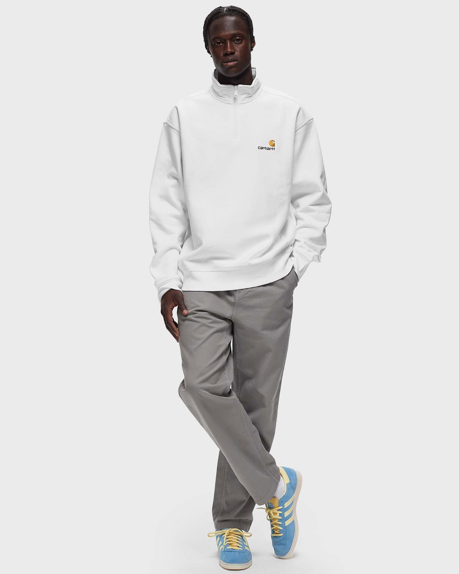 Mikina Carhartt WIP Half Zip American Script Sweat Biela | I027014-02.XX, 1