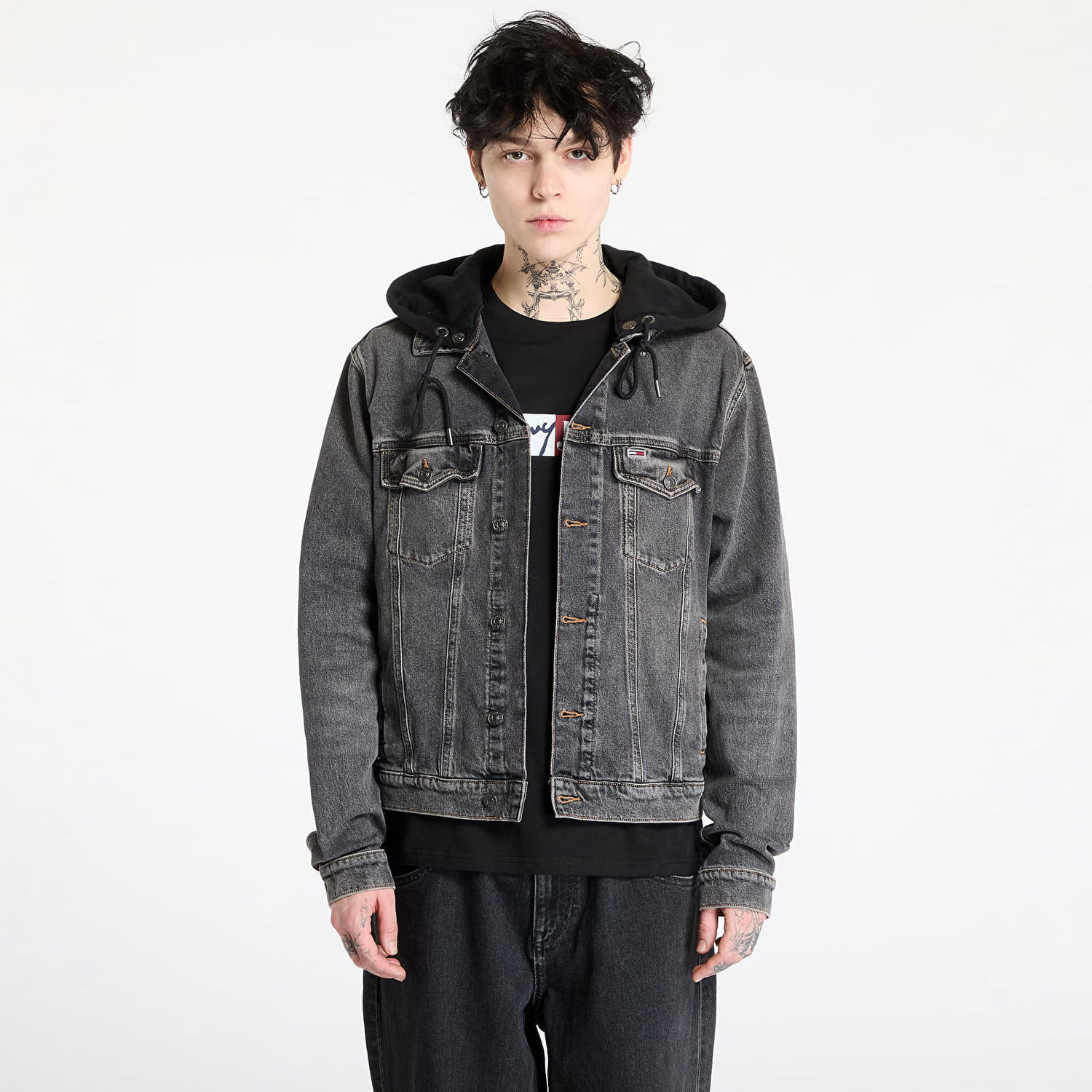 Bunda Tommy Hilfiger Tommy Jeans Hooded Ryan Regular Trucker Jacket Šedá | DM0DM20621 1BZ, 0
