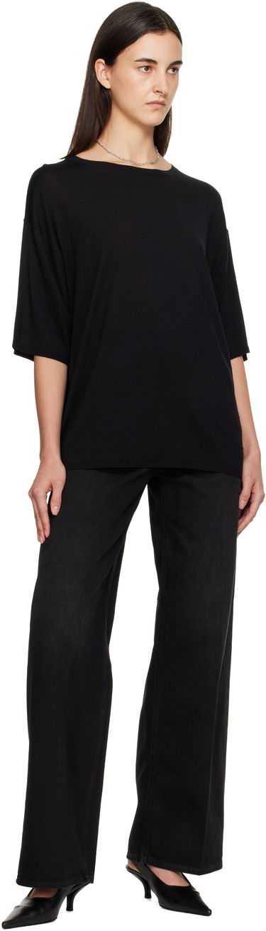 Tričko TOTEME Longline Knit T-shirt Čierna | 254-WRT0620-YA0211, 3