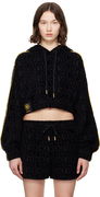 Versace 'I Heart Baroque' Crop Velour Hoodie