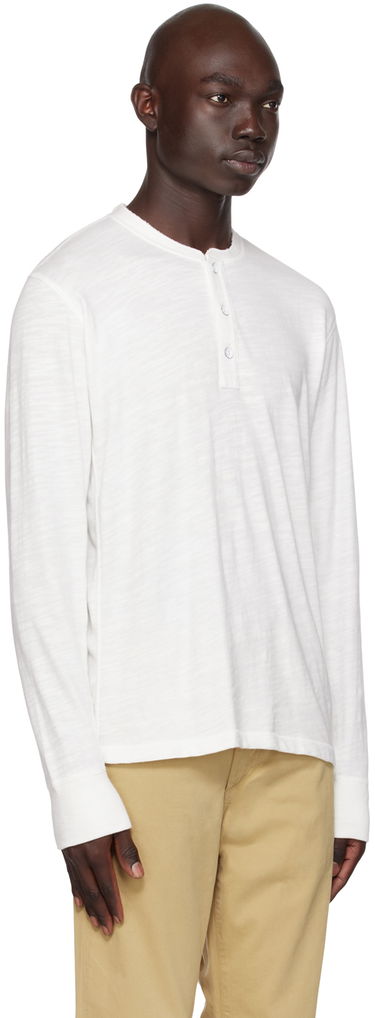 Tričko rag & bone Rag & Bone Long Sleeve Henley Shirt Biela | M000T656G, 4