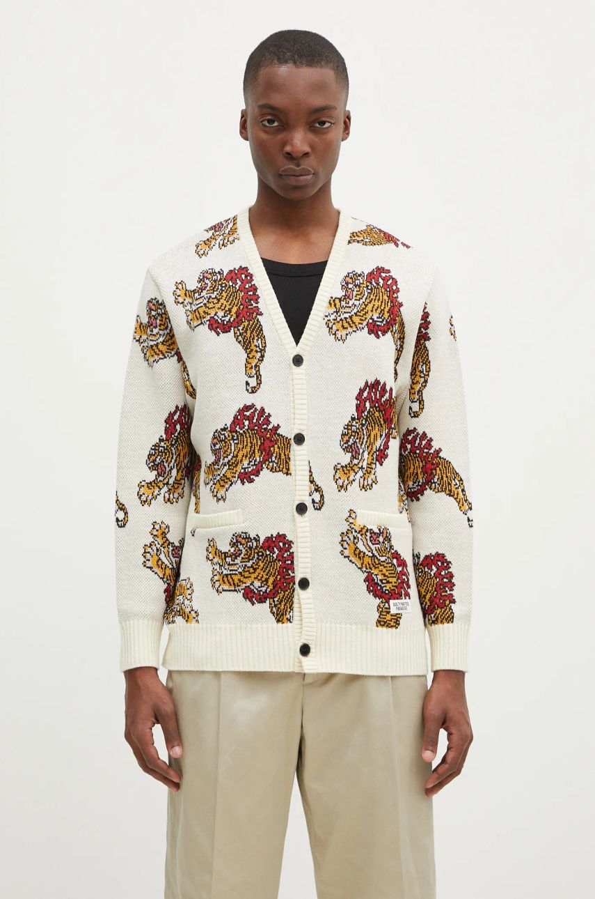 Sveter WACKO MARIA Tiger Knit Cardigan Biela | 24FW.WMK.KN22, 0