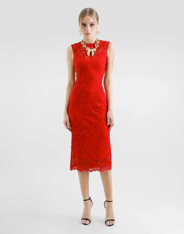 Šaty Dolce & Gabbana Dolce & Gabbana Floral Cordonetto Lace Sheath Dress Červená | F6TJTTHLMIIR0026, 1