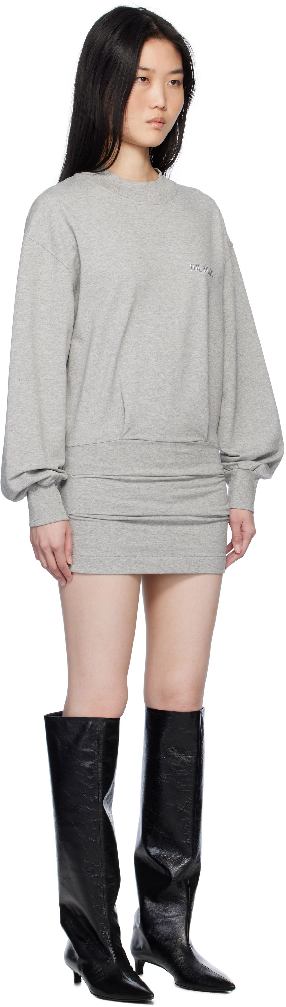 Šaty The Attico The Attico Sweater Mini Dress Šedá | 250WCA00393 JJF006AA, 1