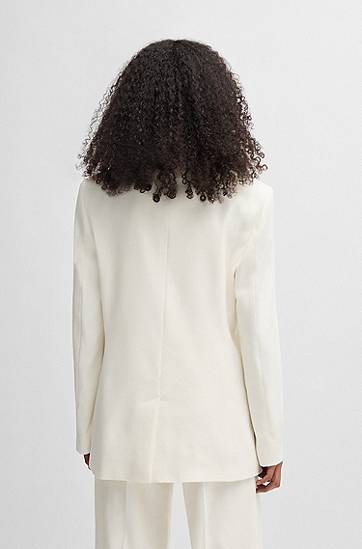 Bunda BOSS Oversized Linen Blend Blazer Biela | 50537590, 1