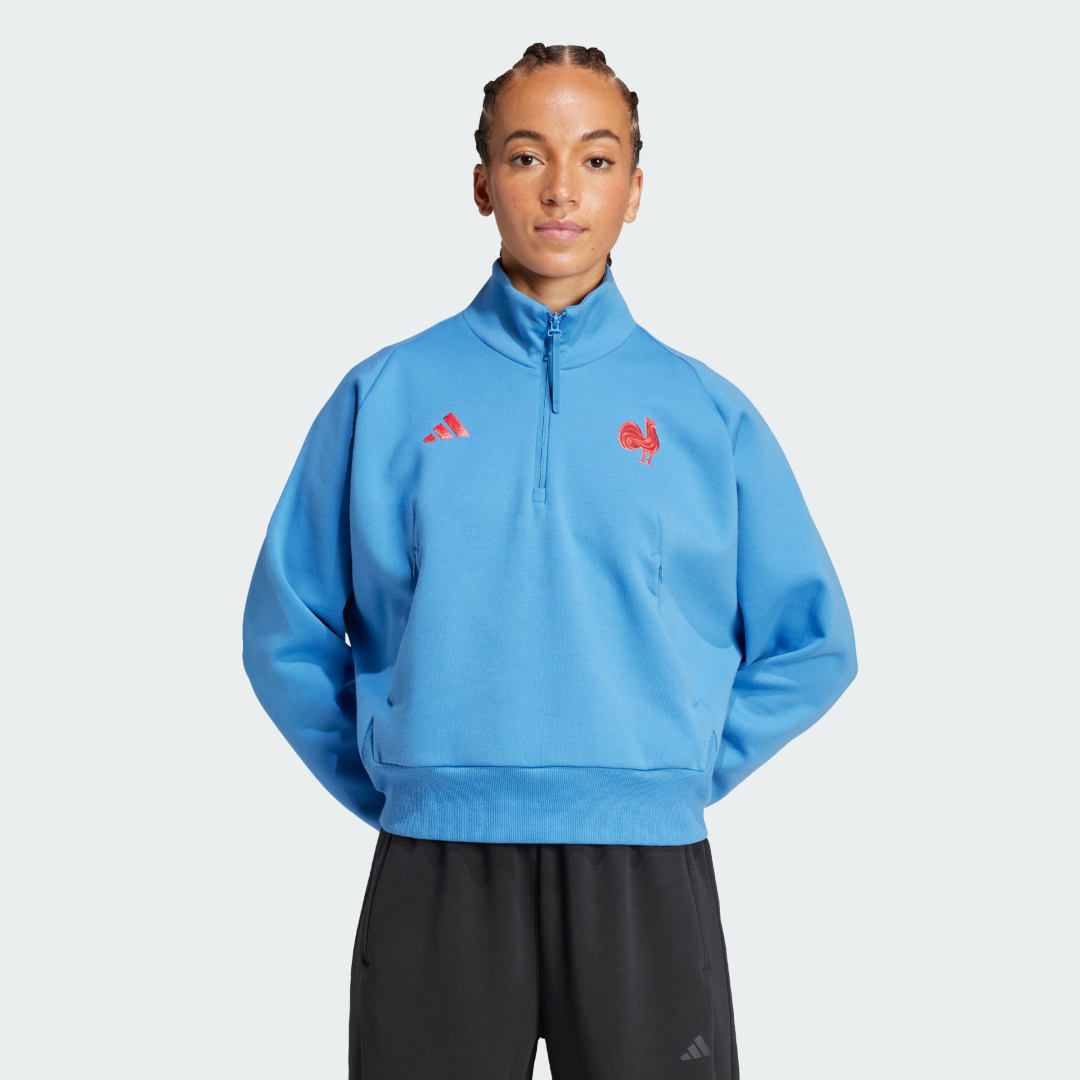 Mikina adidas Performance Blue Quarter-Zip Sweatshirt Modrá | JC8557, 0