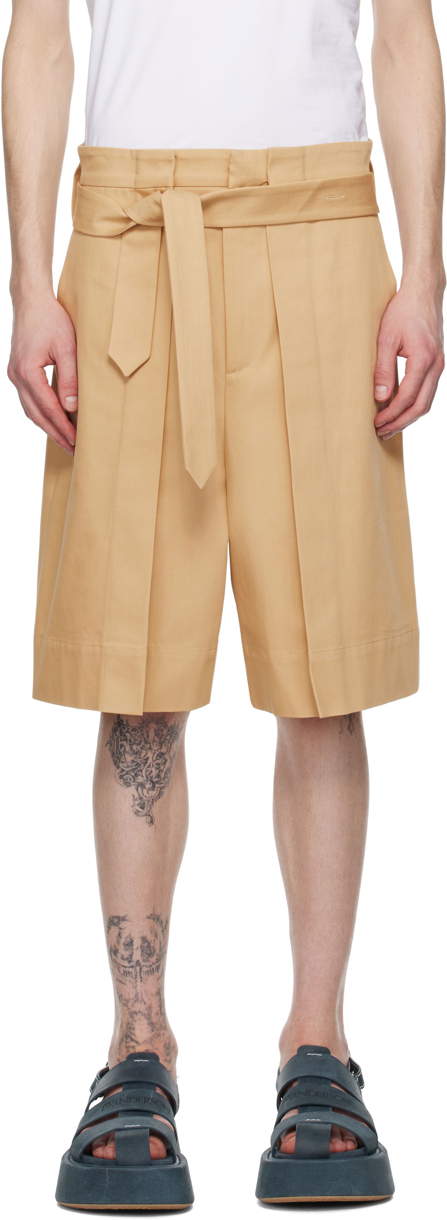 Šortky JW Anderson JW Anderson Folded Front Pleat Shorts Béžová | SR0107-PG1713, 0