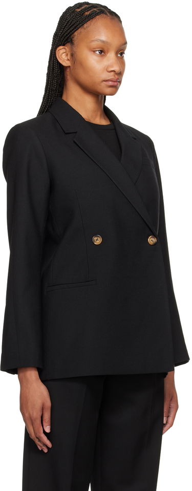 Bunda Anine Bing Double-Breasted Wool-Blend Blazer Čierna | A-01-2018-000, 4