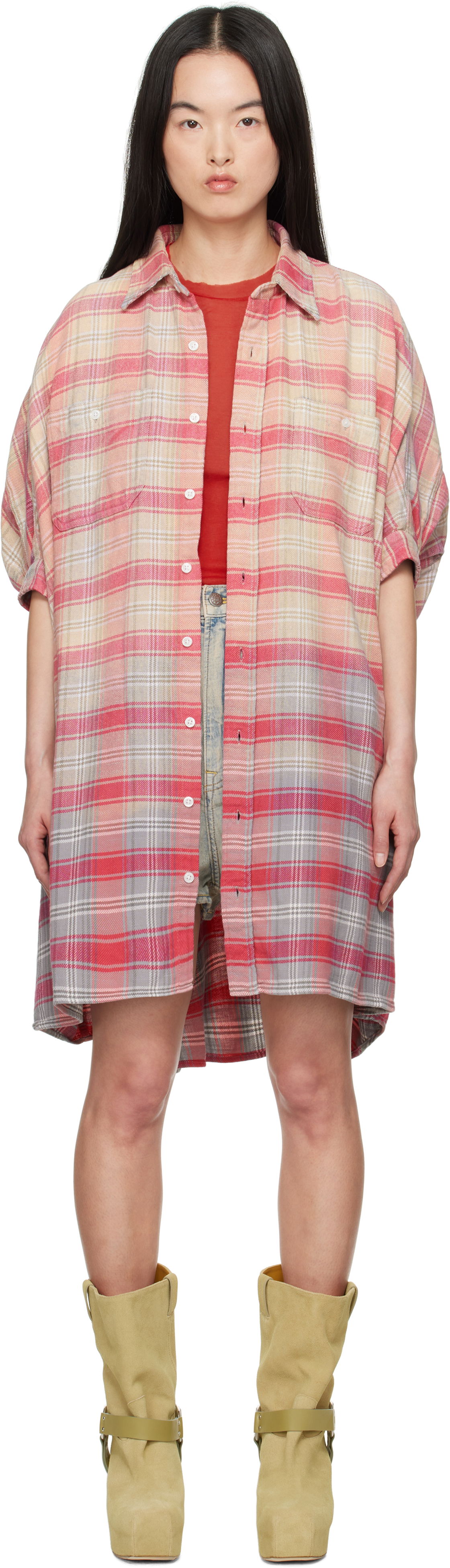Košeľa R13 R13 Plaid Oversized Boxy Shirt Dress Rôznofarebný | R13WR019-R506B, 0