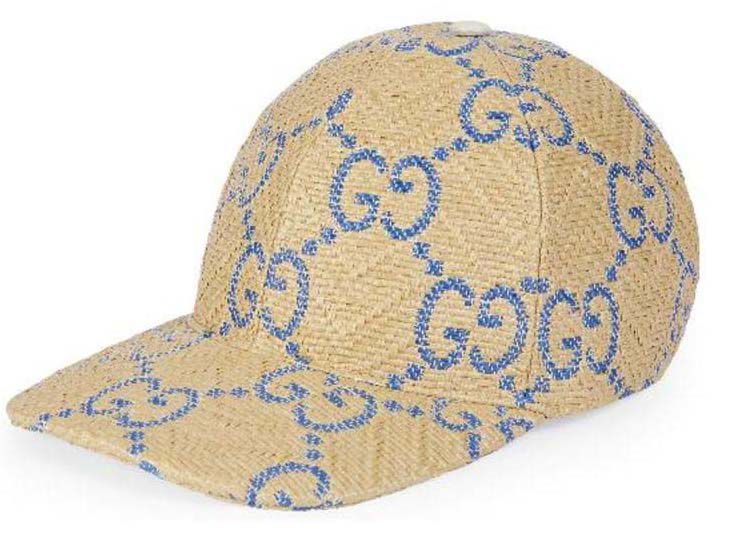 Šiltovka Gucci GG Raffia Effect Baseball Hat Blue/Beige Béžová | 701713 3HAJF 9577