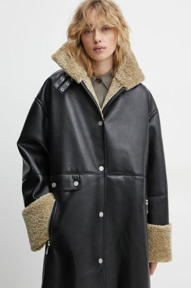 Kabáty Nanushka LIESEL Black Leather Coat Čierna | NW24FWOW38370, 4