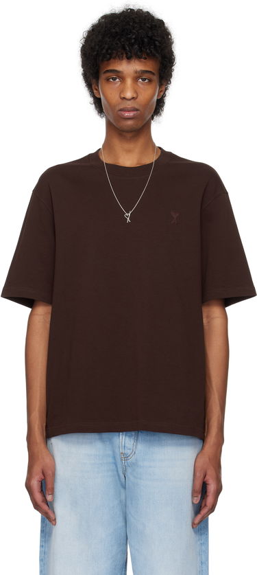 Tričko AMI AMI Paris Cotton Tonal Ami de Coeur T-Shirt Hnedá | UTS074.726, 0