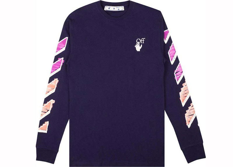 Tričko Off-White Diag Marker Arrow Long Sleeve T-Shirt Fialová | OMAB001R21JER0034632