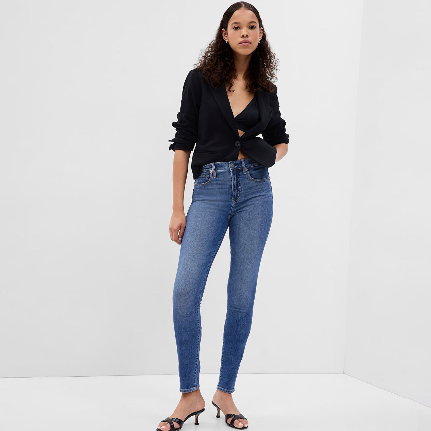 Džínsy GAP Denim Pants Skinny - High Rise Medium Indigo Modrá | 660495-00, 0