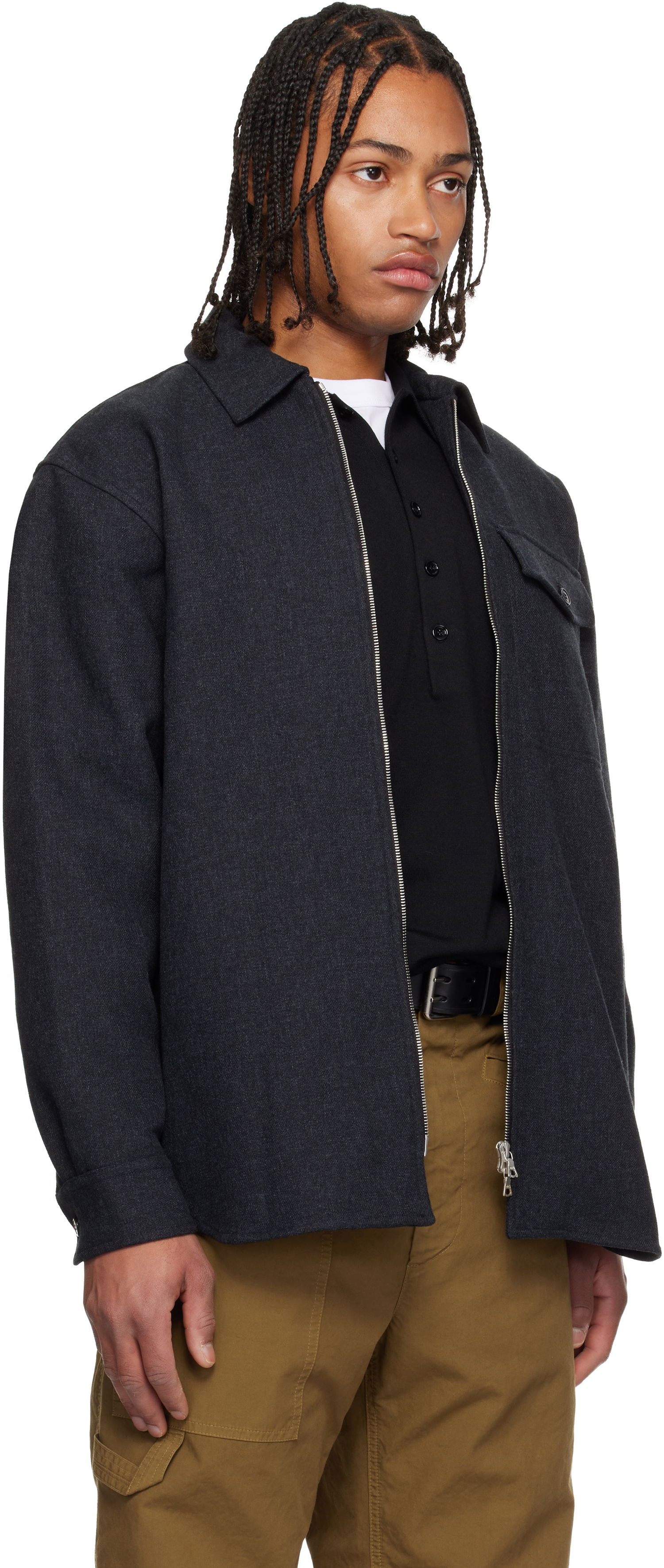 Bunda Dries Van Noten Dries Van Noten Cotton Zip-Up Shirt Jacket Šedá | 252-020786-2118, 1