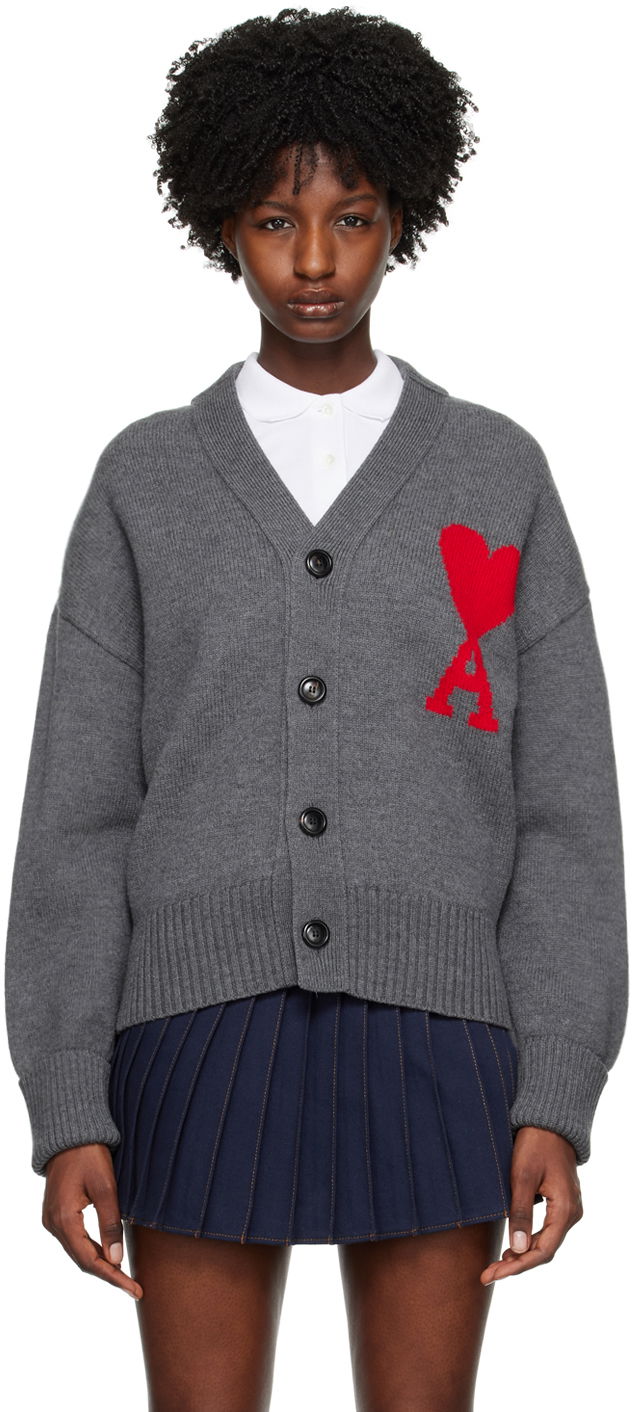 Sveter AMI Cardigan Šedá | UKC002.018, 0