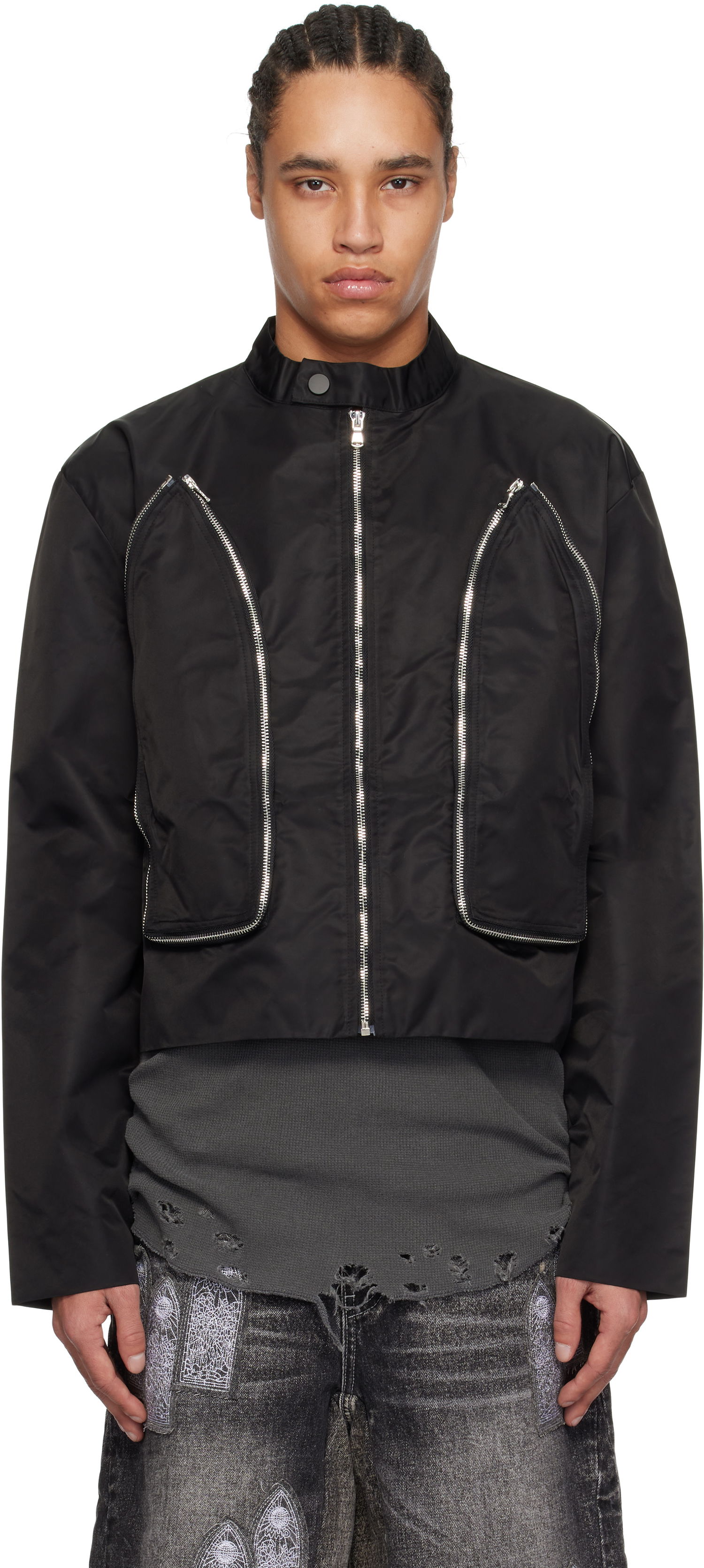 Bomber bunda Who Decides War Who Decides War Window Cropped Moto Jacket Čierna | 1131510002SS25, 0