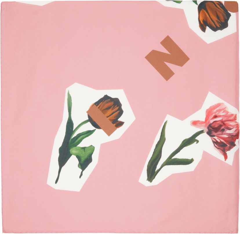 Šál Marni Artists' Capsule Silk Flower Collage Scarf Ružová | ACMC0185A0 UAS022