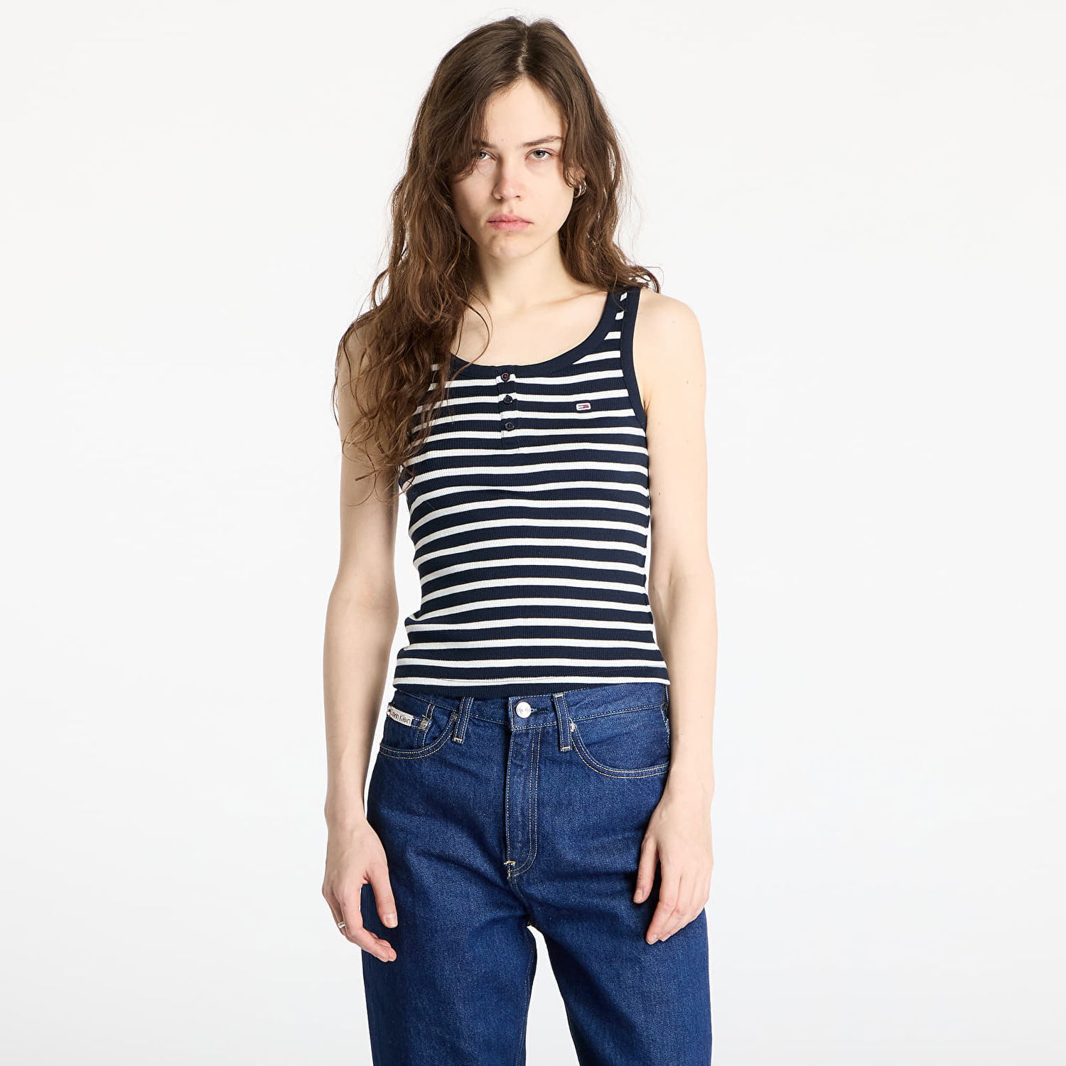 Tielko Tommy Hilfiger Tommy Jeans Slim Fit Buttoned Tank Top Navy | DW0DW19492 0A6, 0