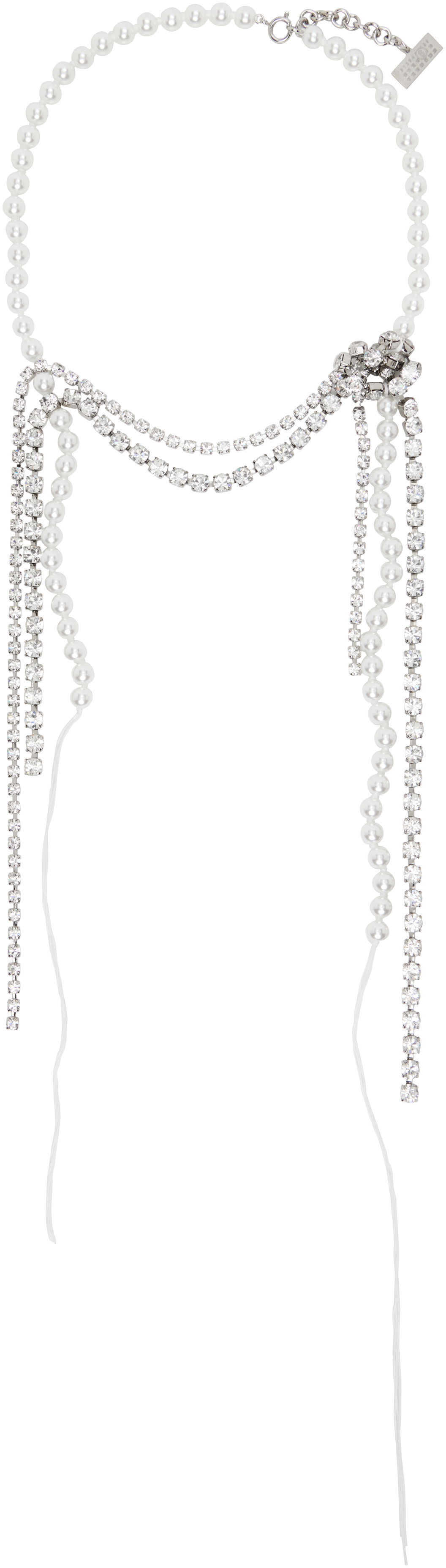 Náhrdelník Maison Margiela MM6 Maison Margiela Object Trouve Pearl & Crystal Necklace Biela | SM7UU0082 P7352, 0