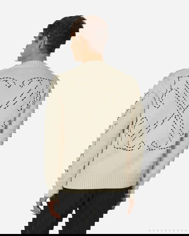 Sveter Off-White Stitch Arrows Diags Knit Sweater Beige Béžová | OMHE172F23KNI001 6110, 3