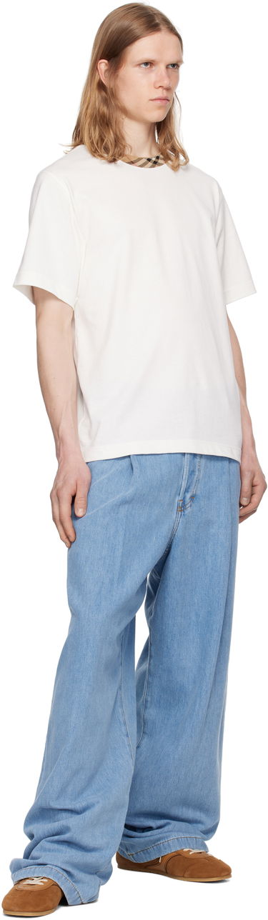 Tričko Burberry Burberry Cotton T-Shirt with Check Trim Biela | 8110100, 3